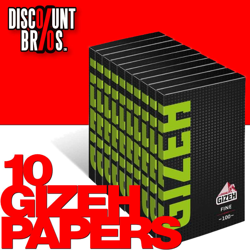 10 × GIZEH Black Fine Magnet Papers Zigarettenpapier Hanf/Flachs Double Window 100 Blatt 68×36mm