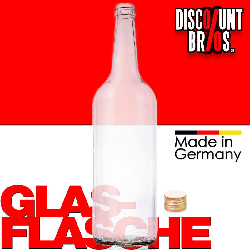 10er-Set 1000ml GLASFLASCHEN mit DECKEL Flasche mit Schraubverschluss PP28 DE