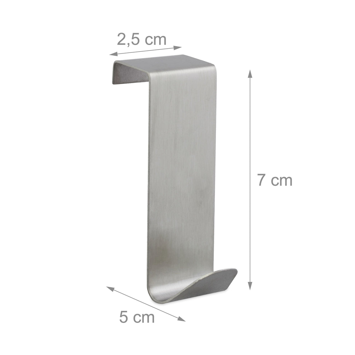 Relaxdays Türhaken aus Edelstahl, 4er-Set für 2 cm Türfalz – Silber, Anwendungs- oder Detailansicht