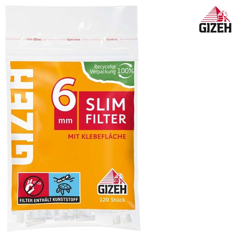 10 Beutel 1200 Stk. GIZEH SLIM Tips Filter Zigarettenfilter mit Gummierung 6mm