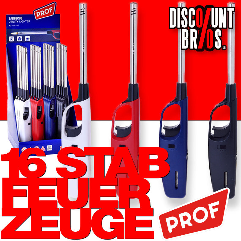 16er DISPLAY PROF Feuerzeug XL STABFEUERZEUG 275mm