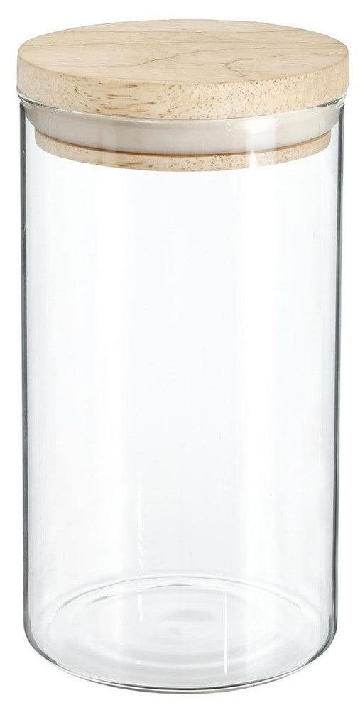 1 Liter VORRATSGLAS mit HOLZDECKEL Vorratsbehälter Aufbewahrungsglas transparentes Glas