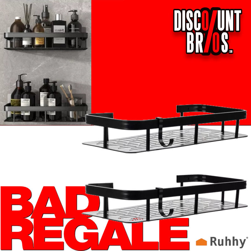 Ruhhy 23170 Duschablagen aus Aluminium, Schwarz, 2er-Set