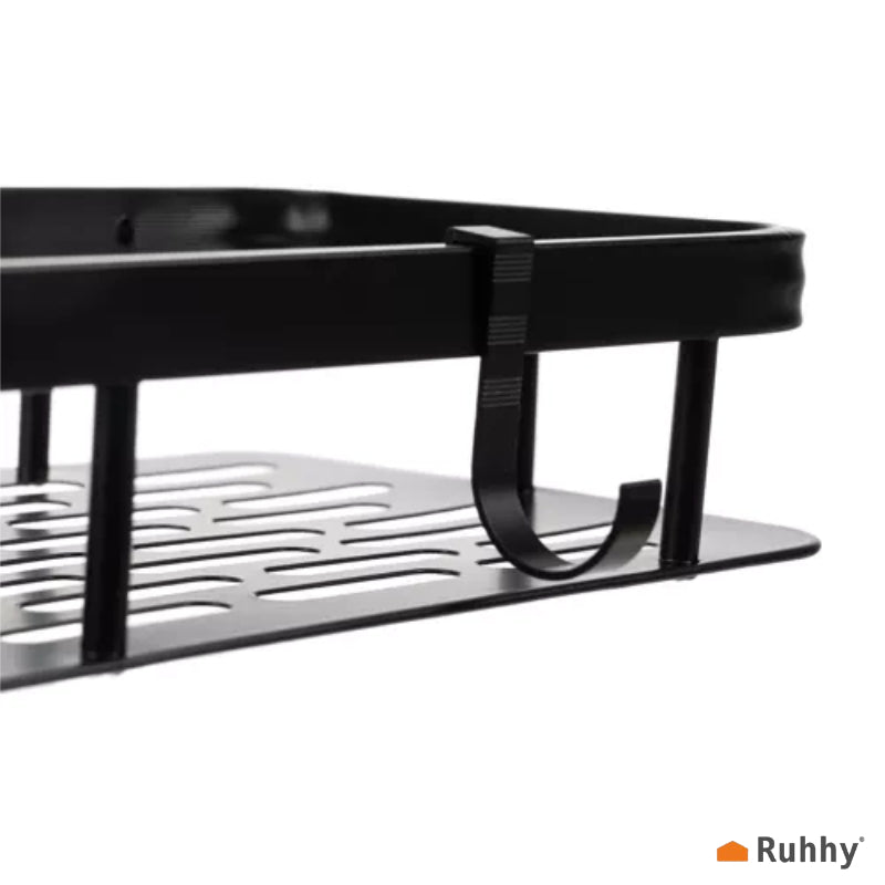Ruhhy 23170 Duschablagen aus Aluminium, Schwarz, 2er-Set