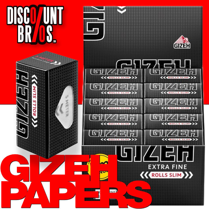20 × Tray GIZEH Black Rolls Slim Extra Fine Papers Zigarettenpapier 5m×44mm