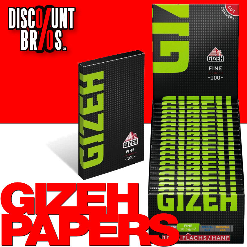 20 × Tray GIZEH Black Fine Magnet Papers Zigarettenpapier Hanf/Flachs Double Window 20100 Blatt 68×36mm