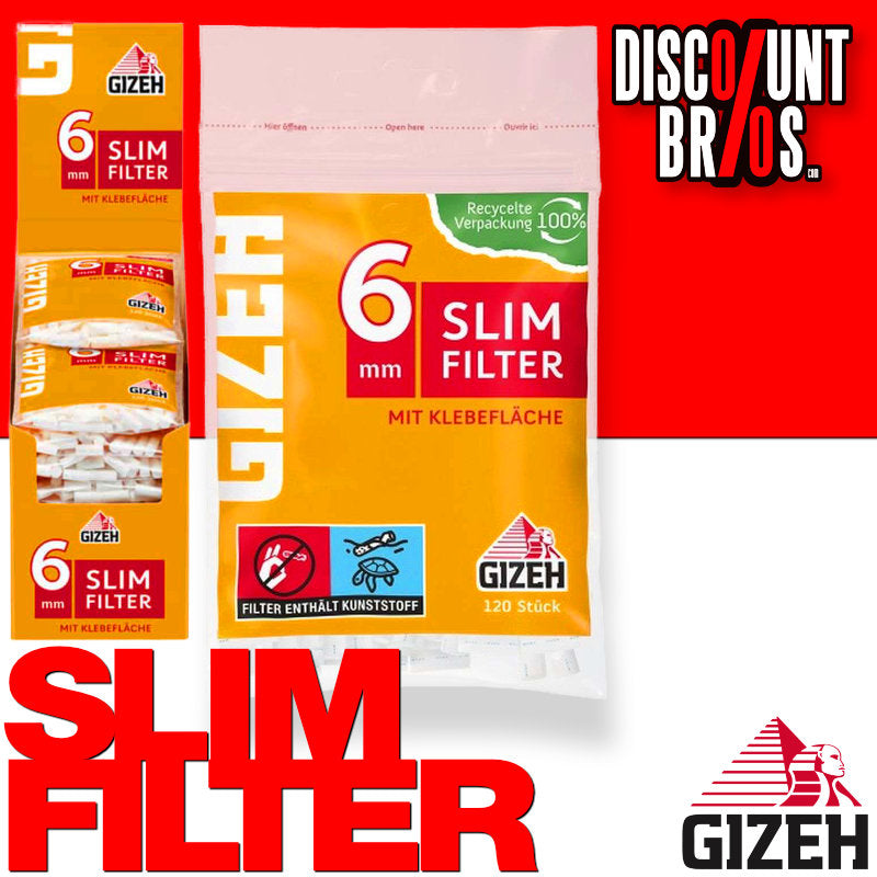 TRAY 20 Beutel 2400 Stk. GIZEH SLIM Tips Filter Zigarettenfilter mit Gummierung 6mm