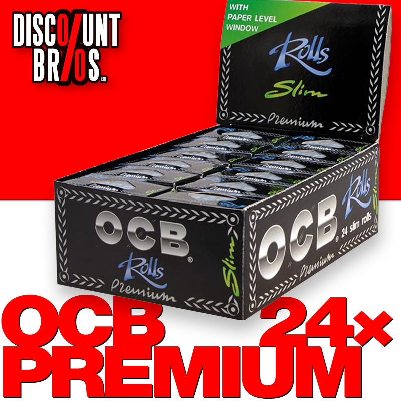 24 × OCB PREMIUM Rollen Black Slim Papers Rolle 4m Zigarettenpapier 4m×44mm