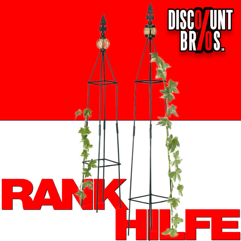 2er Set RANKHILFE Pyramide aus Metall in dunkelgrün