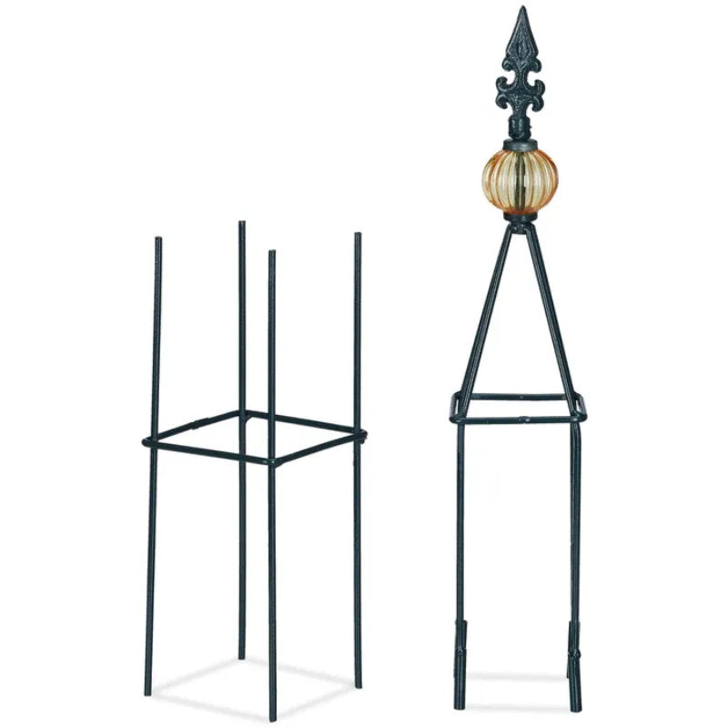 2er Set RANKHILFE Pyramide aus Metall in dunkelgrün