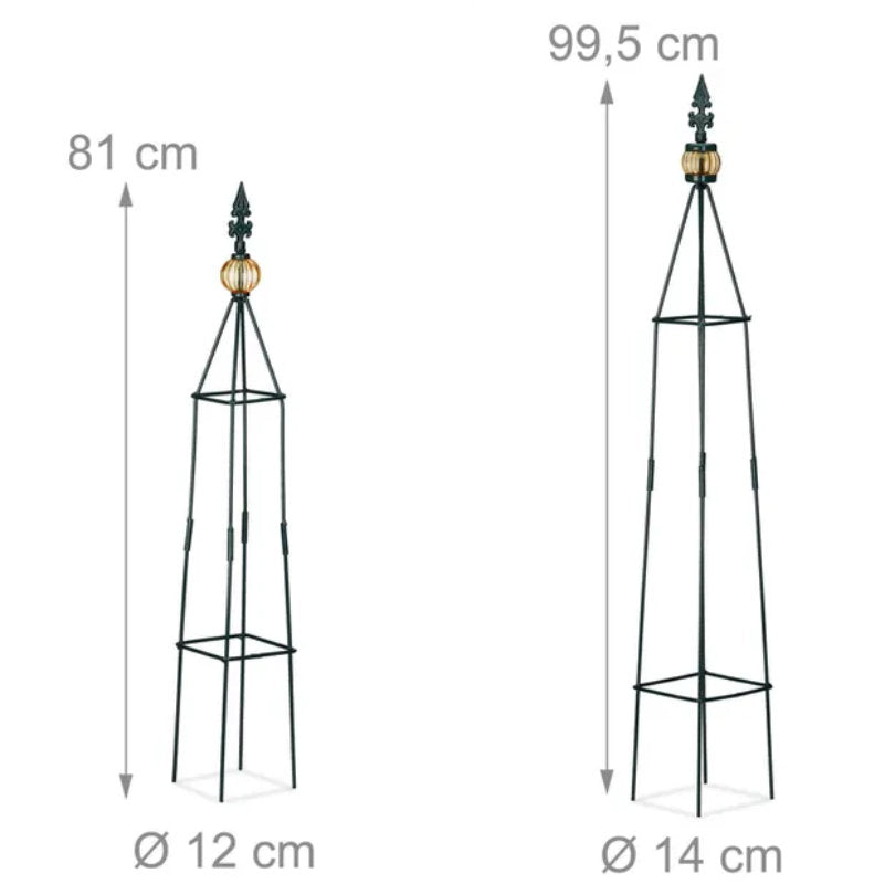 2er Set RANKHILFE Pyramide aus Metall in dunkelgrün