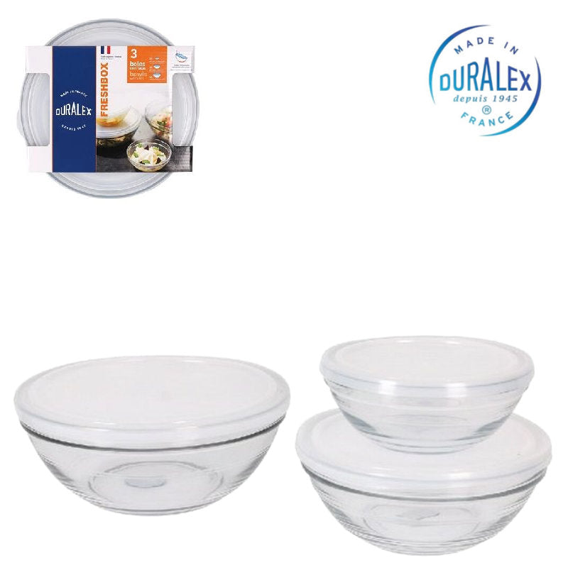 3er-Set Duralex LYS SCHÜSSEL-SET mit Deckeln VORRATSDOSEN Aufbewahrungsbox LUNCH BOX Frische Box 14,17 und 20,5cm