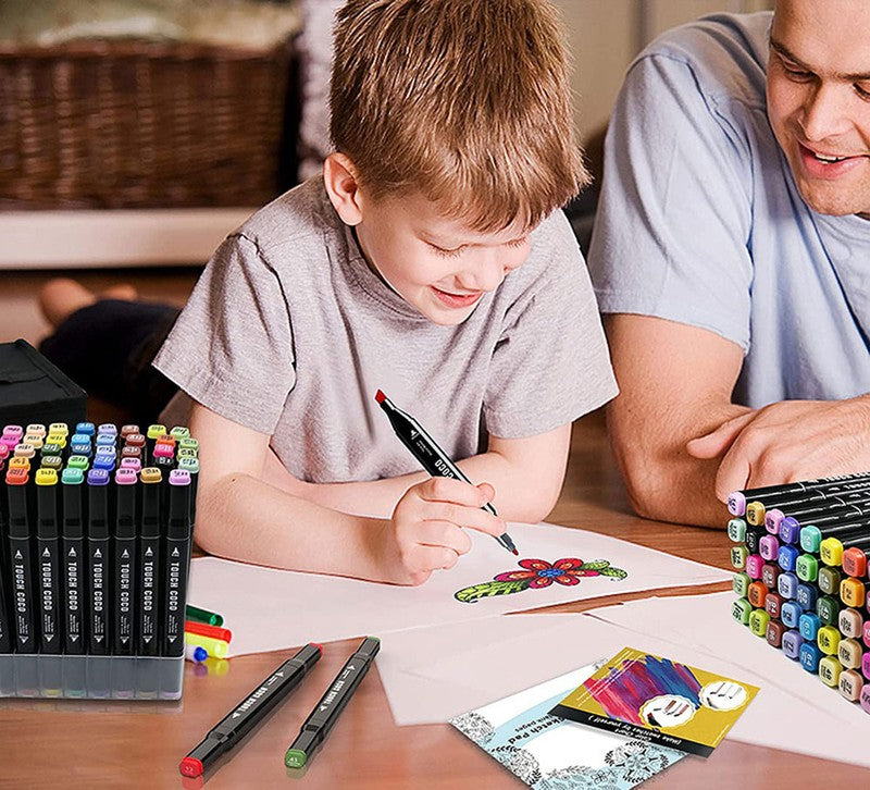 40 Touch PERMANENT-MARKER SET 40-teilig wasserfeste Doppelspitz Filzstifte mit Tragetasche