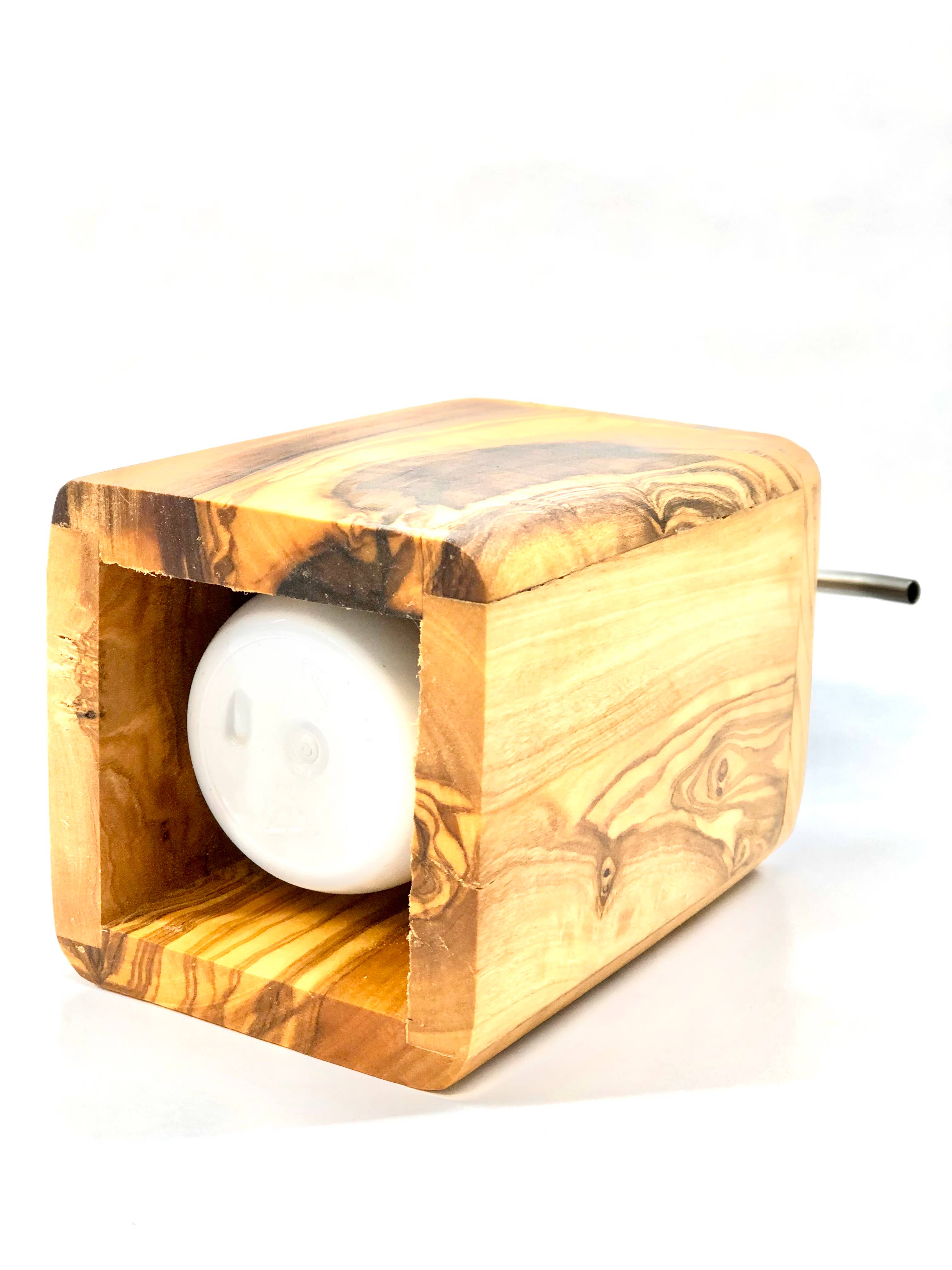 olivenholz-erleben | Seifenspender ENJOY mit Spender aus Edelstahl | gefertigt in Deutschland