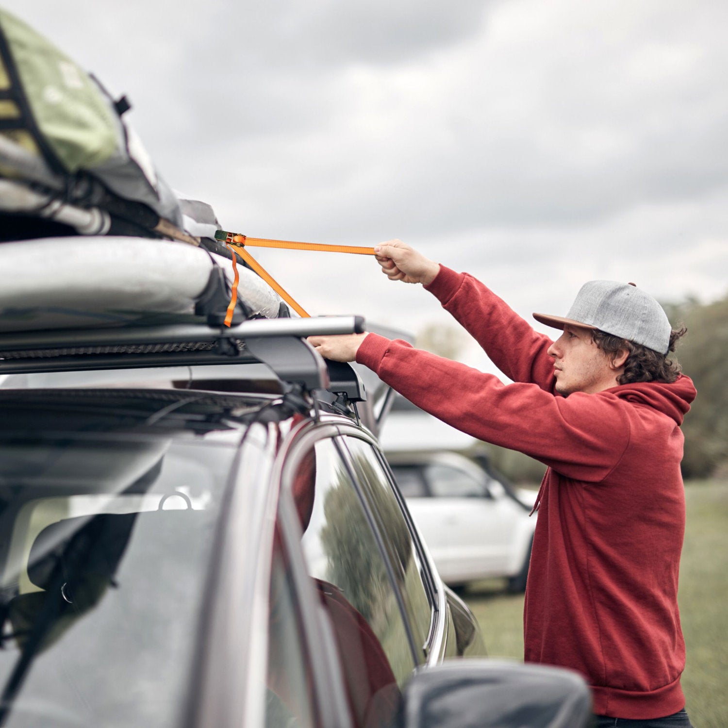 4er Set Spanngurte mit Ratsche orange