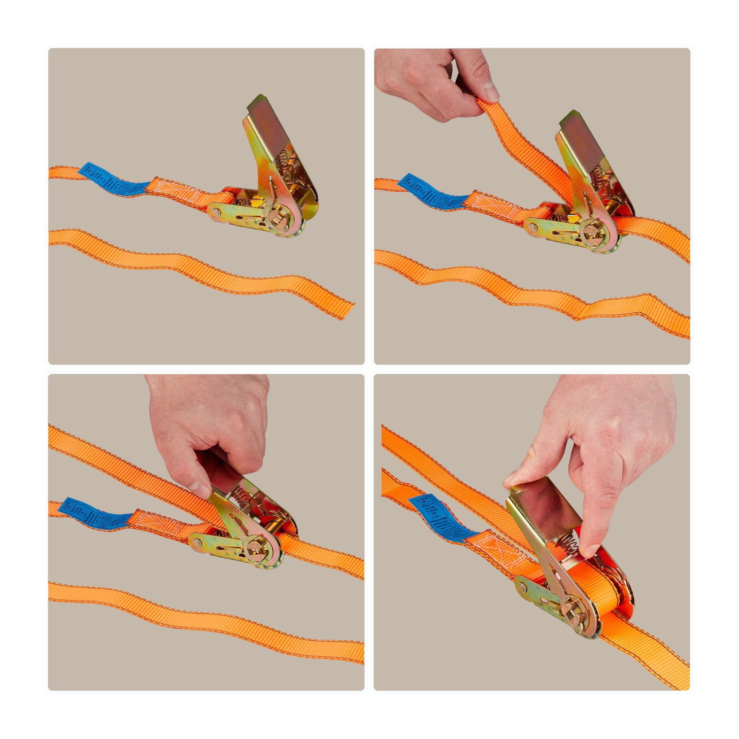4er Set Spanngurte mit Ratsche orange