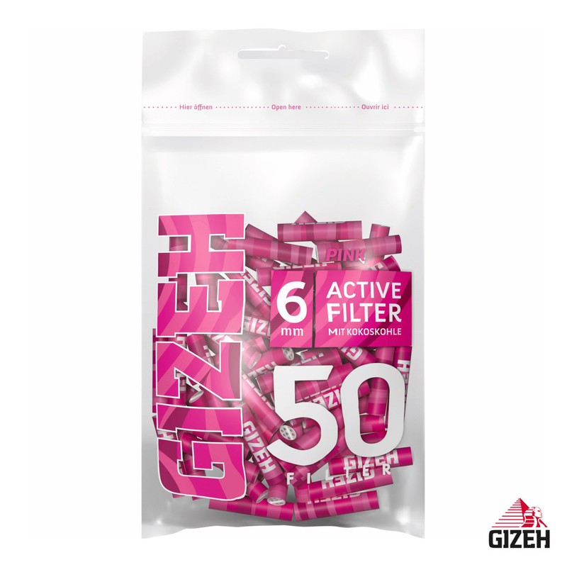 500 Stk. GIZEH PINK Active Tips Aktivkohlefilter Filter Zigarettenfilter 6mm EXTRA-SLIM