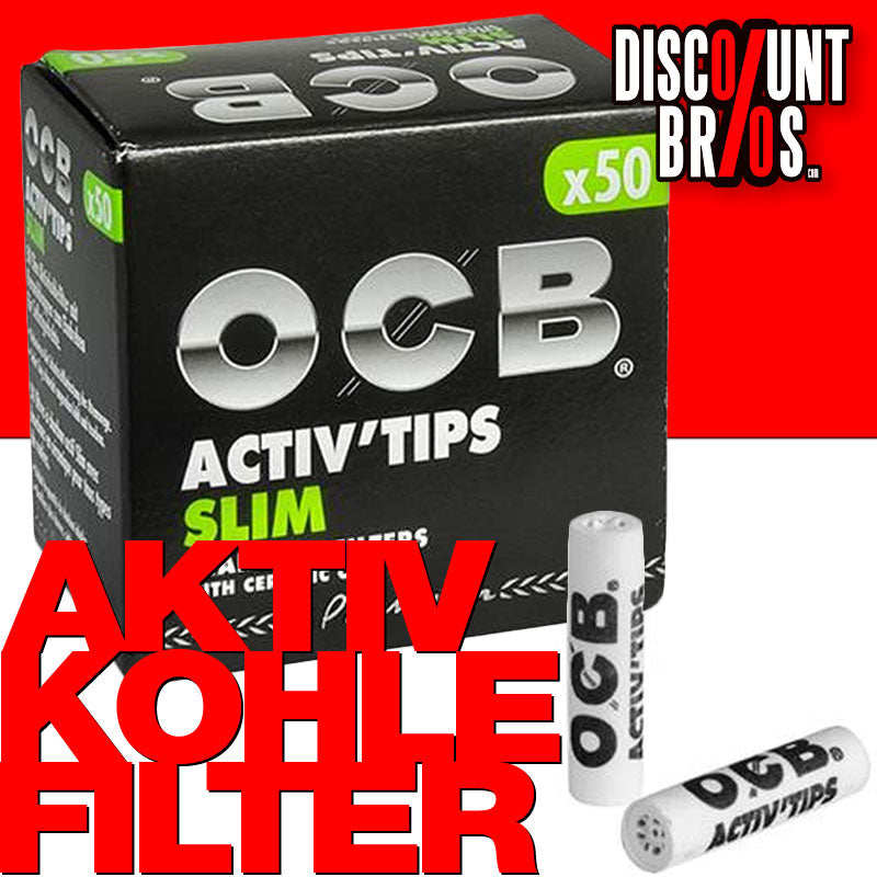 50 Stk. OCB Activ Tips Aktivkohlefilter Filter Zigarettenfilter 7mm SLIM