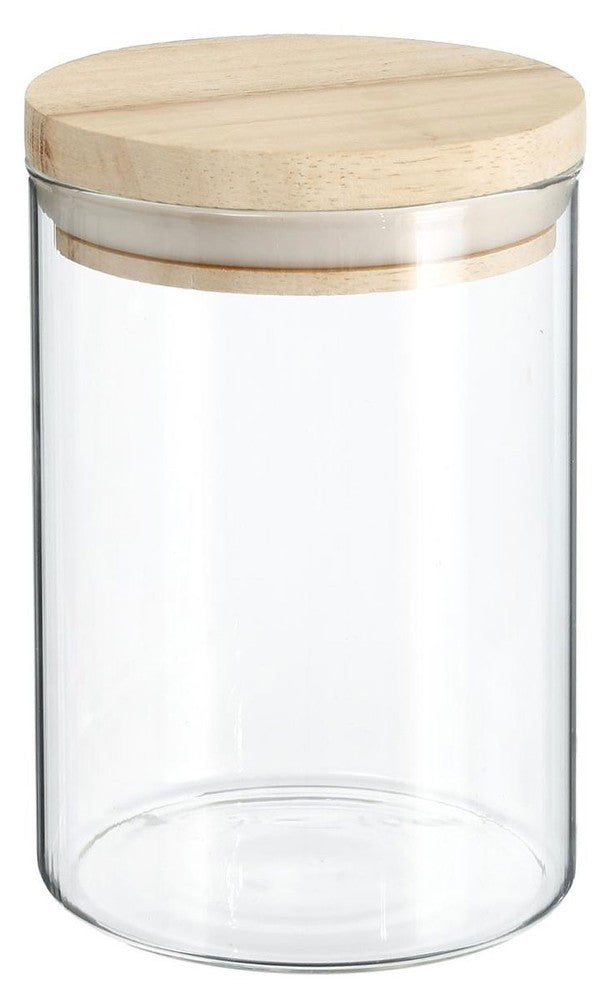 600ml VORRATSGLAS mit HOLZDECKEL Vorratsbehälter Aufbewahrungsglas transparentes Glas