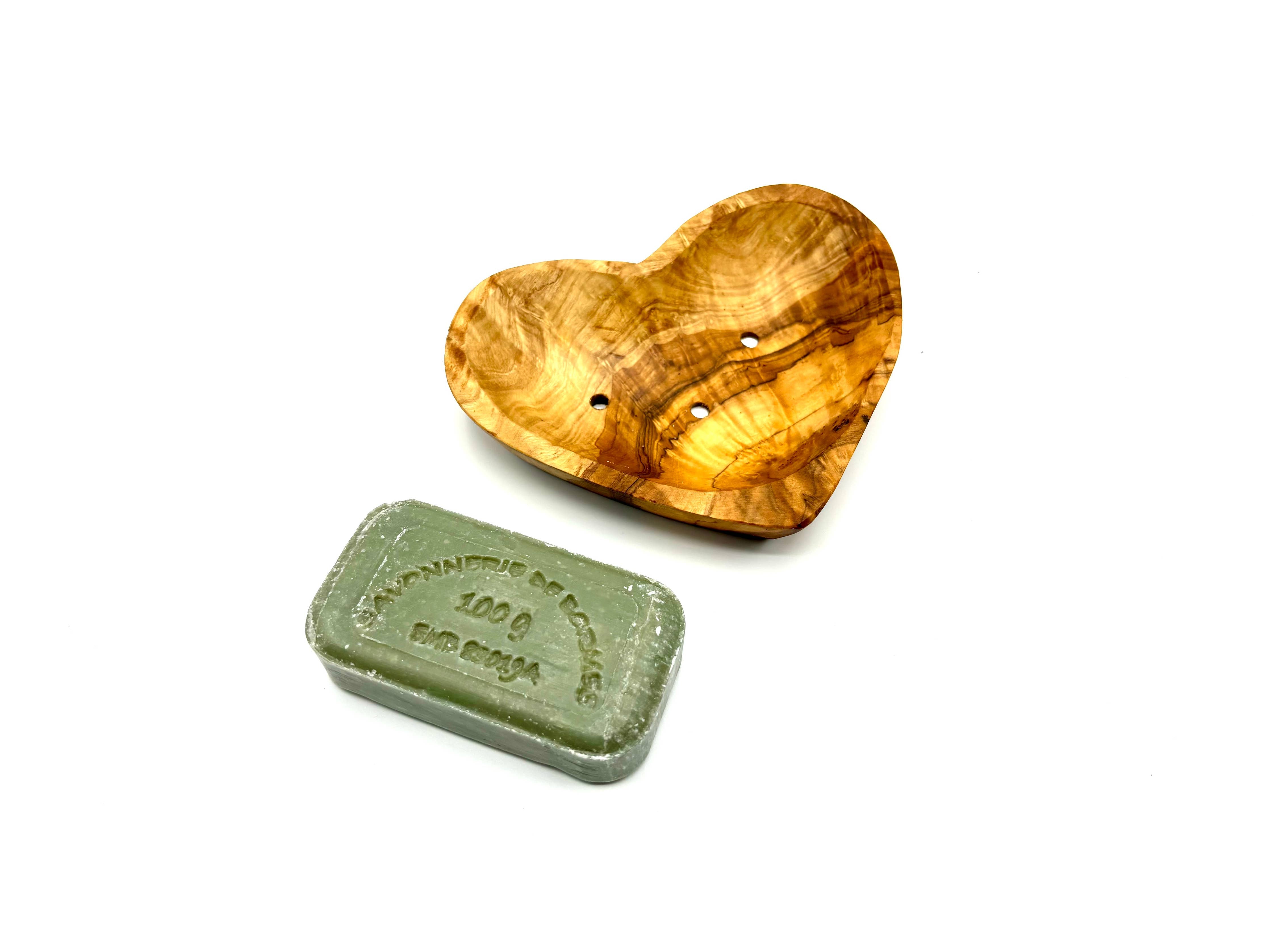 olivenholz-erleben | Seifenschale Herzform aus Olivenholz | gefertigt in Deutschland