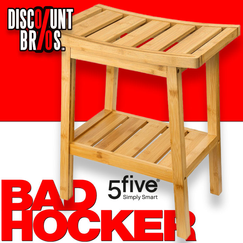 Badhocker mit Ablage aus Bambus Holz 40×25cm