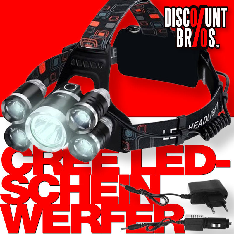 Trizand LED-Stirnlampe mit 5 Cree-T6-LEDs und 4 Lichtmodi