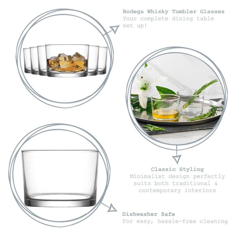 6er-Set Bodega Gläserset TRINKGLAS Glas Trinkgläser Gläser Wassergläser Whiskygläser von LAV 240ml