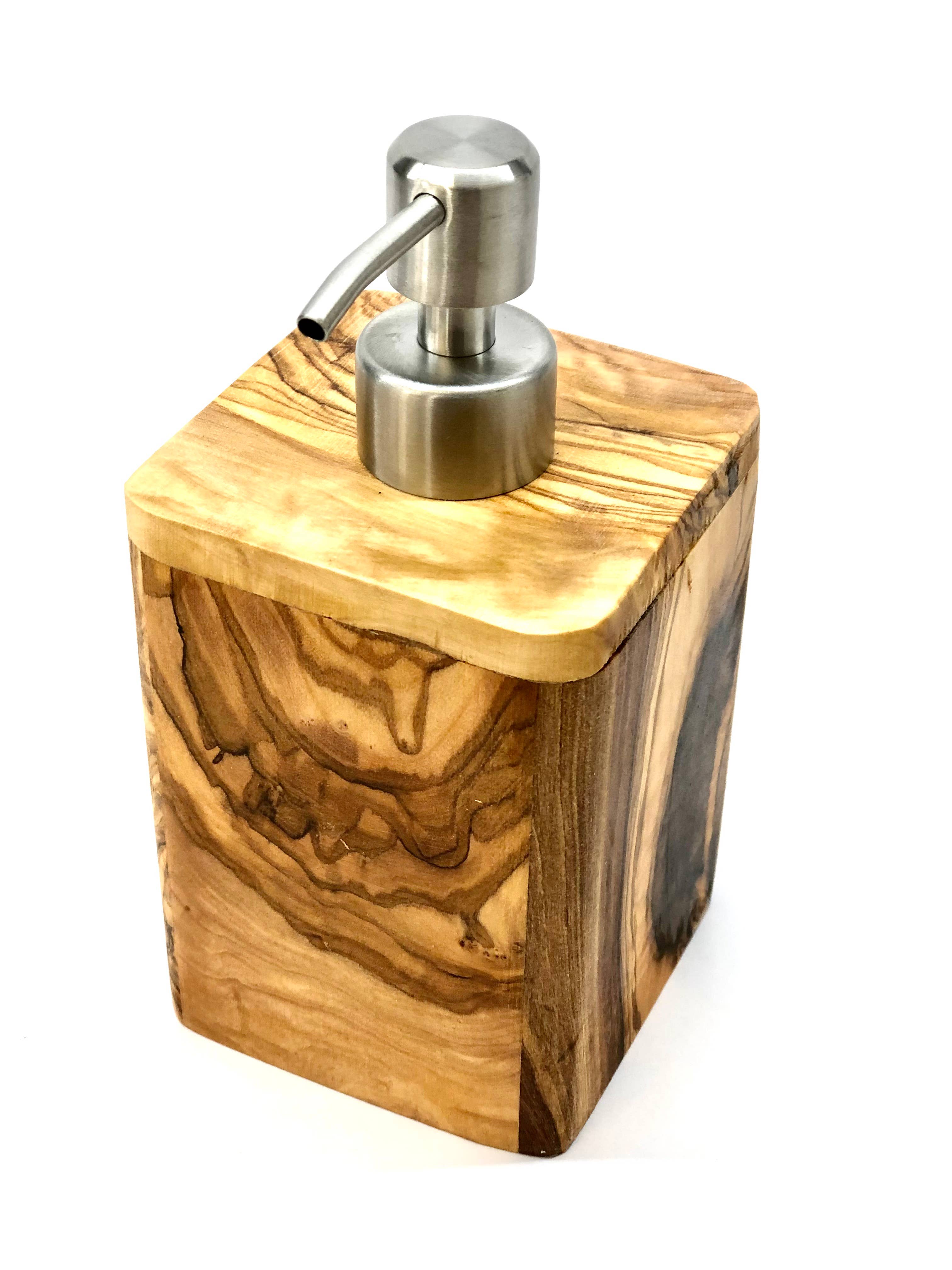 olivenholz-erleben | Seifenspender ENJOY mit Spender aus Edelstahl | gefertigt in Deutschland