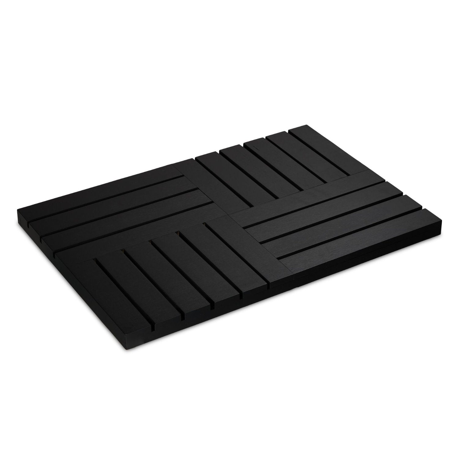 Bambus Holzrost BADVORLEGER Badteppich Badematte SCHWARZ 61×40cm