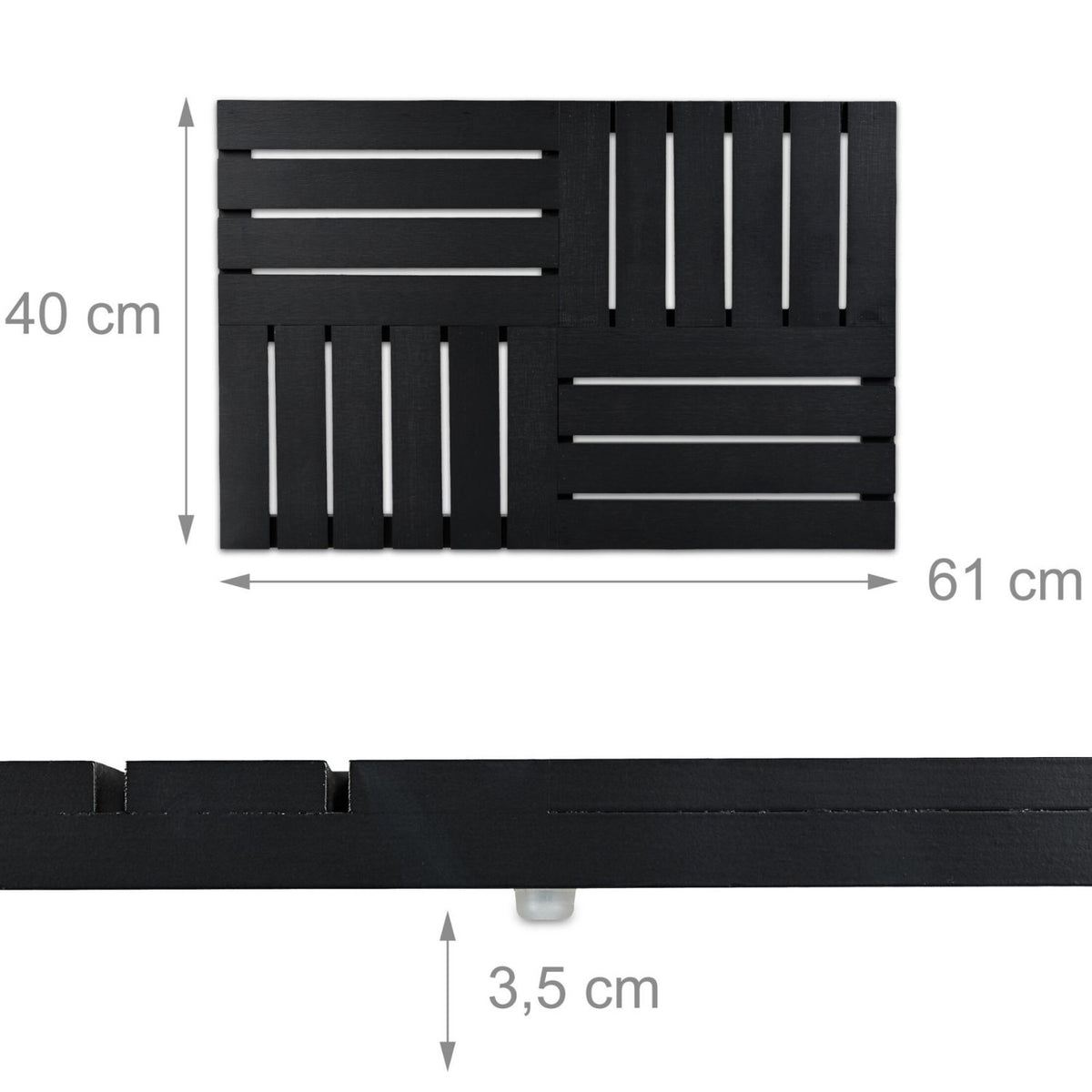 Bambus Holzrost Badvorleger Badteppich Badematte Schwarz 61 × 40 cm