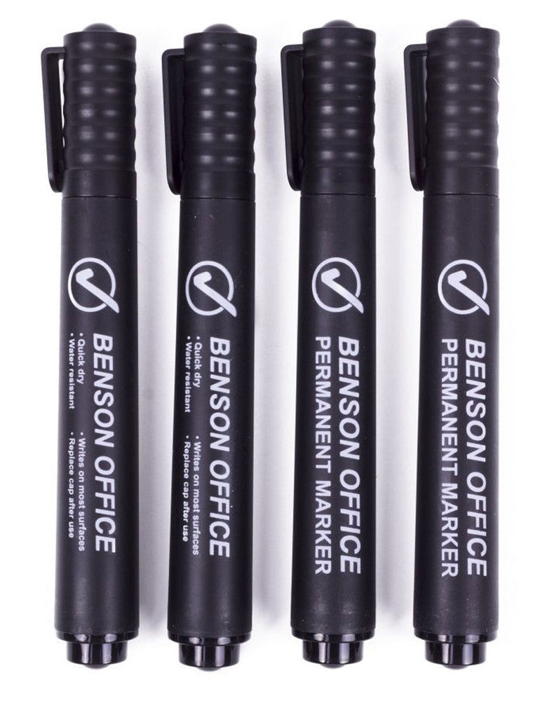 BENSON OFFICE PERMANENT-MARKER SET 4-teilig wasserfeste Filzstifte SCHWARZ