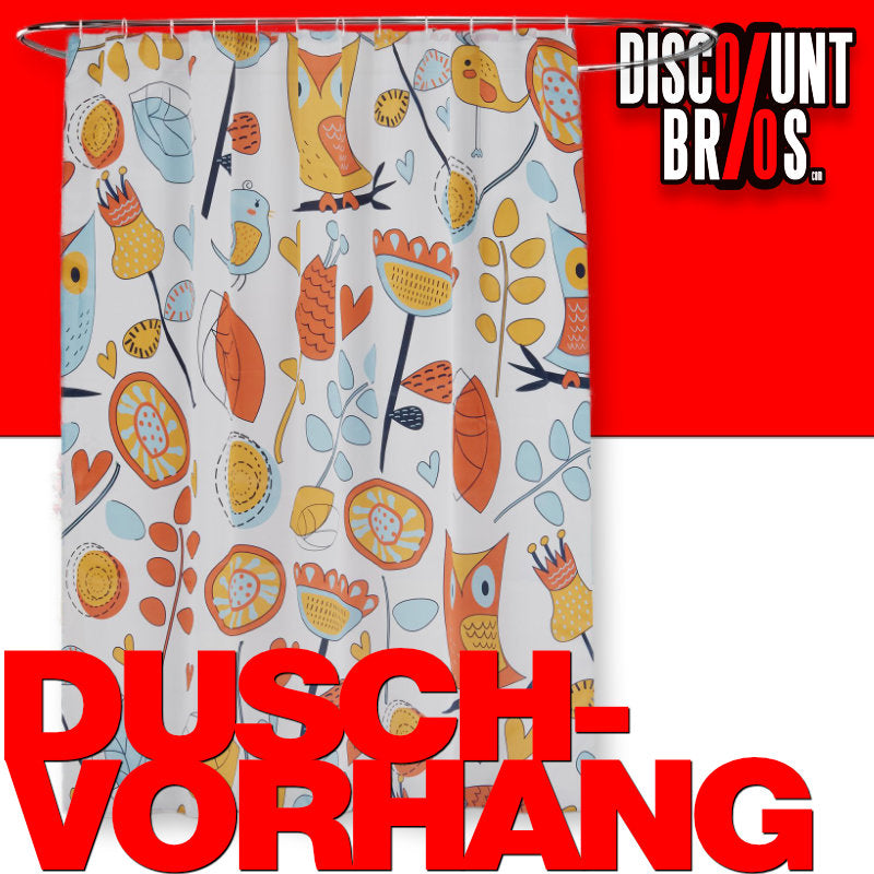Textil DUSCHVORHANG Polyesterstoff mit Motiv + 12 Ringe 180×200cm