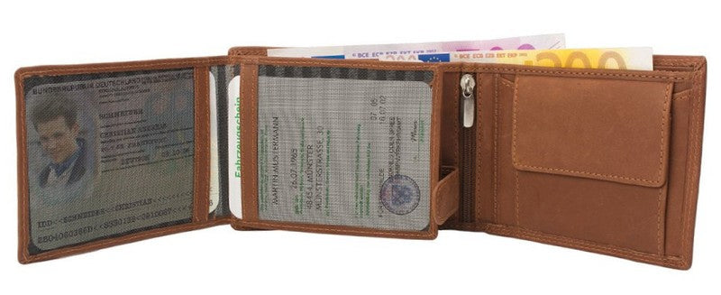 Brieftasche PORTEMONNAIE Geldbörse aus Nappa-Leder Echtleder NATUR