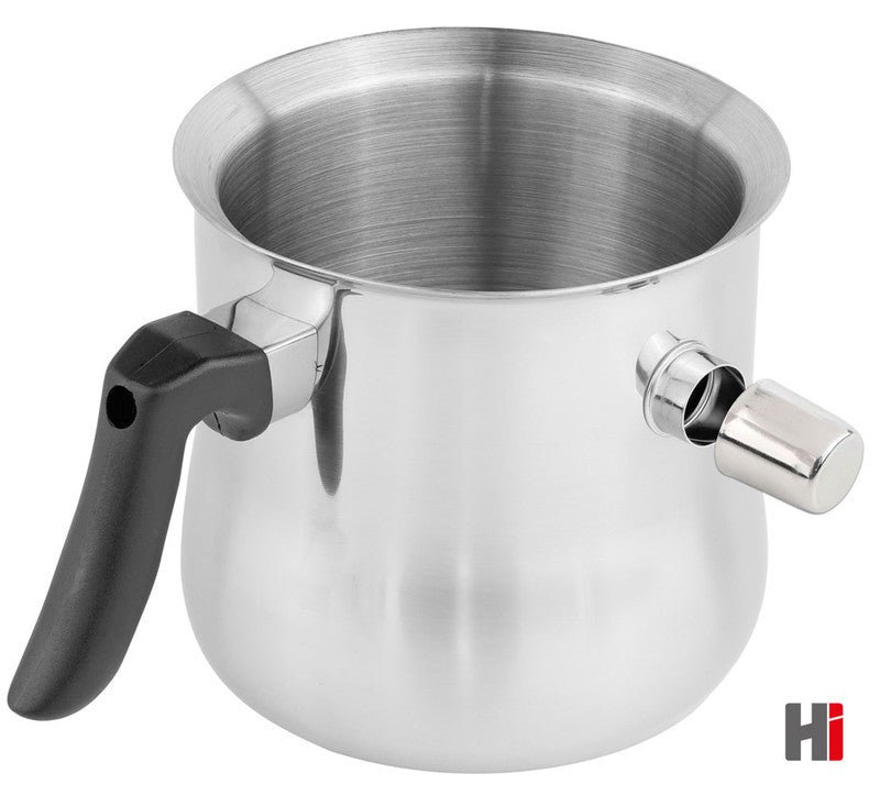 Edelstahl Milchtopf Simmertopf PFANNE Kochtopf mit Griff und Flötenkessel-Funktion Ø14cm 1,5L