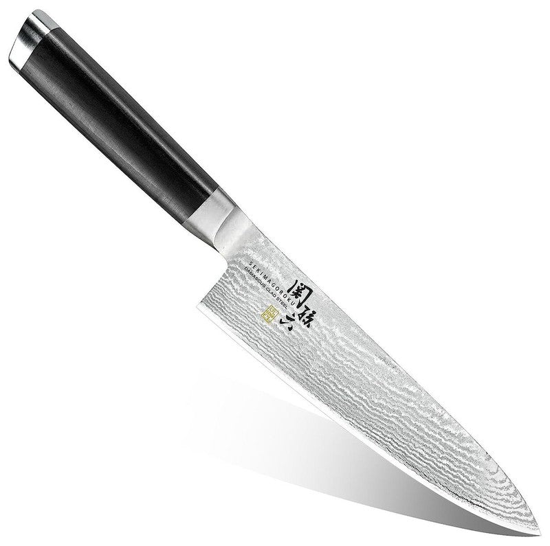 KAI SEKISOROKU Gyuto Messer Fleischmesser mit Damaststahl-Klinge (180 mm) und Holzgriff SCHWARZBRAUN