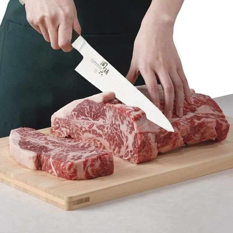 KAI SEKISOROKU Gyuto Messer Fleischmesser mit Damaststahl-Klinge (180 mm) und Holzgriff SCHWARZBRAUN