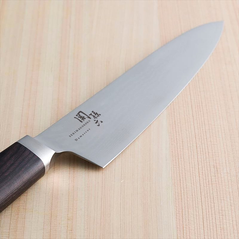 KAI SEKISOROKU Santoku Gyuto Messer Fleischmesser mit Damaststahl-Klinge (210 mm) und Holzgriff SCHWARZBRAUN