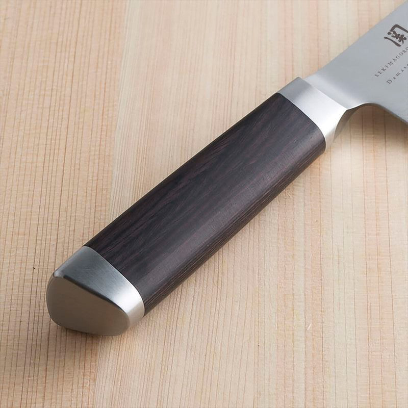 KAI SEKISOROKU Santoku Gyuto Messer Fleischmesser mit Damaststahl-Klinge (210 mm) und Holzgriff SCHWARZBRAUN