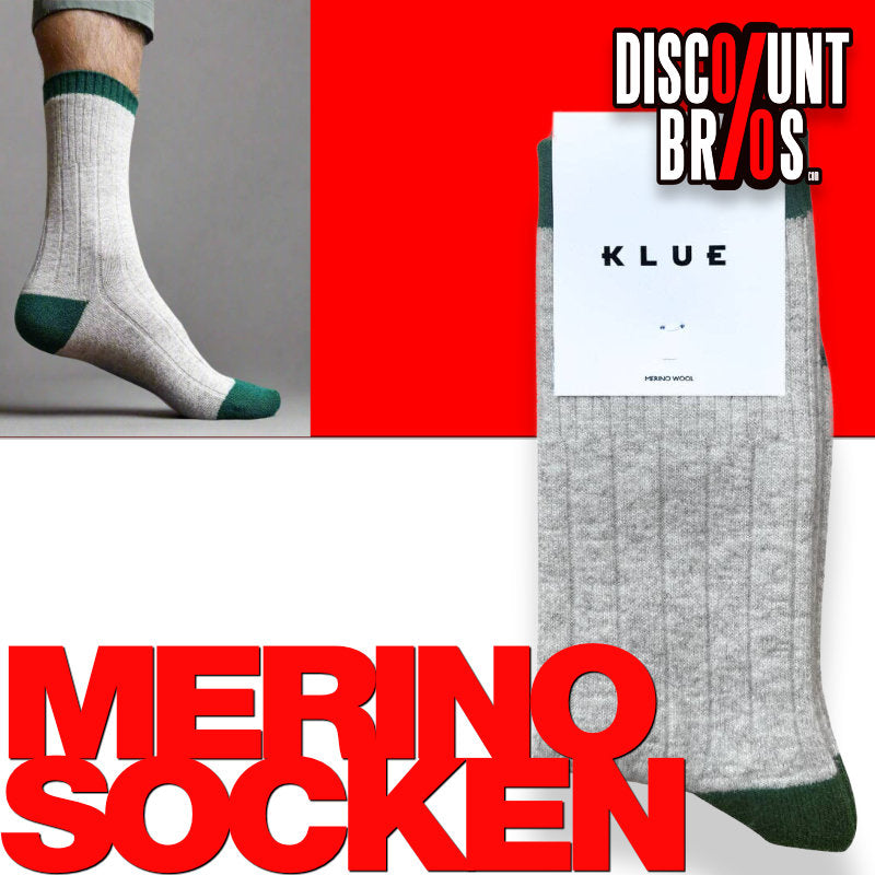 KLUE Merinowollsocken mit farbigen Bündchen | Sand und Grün