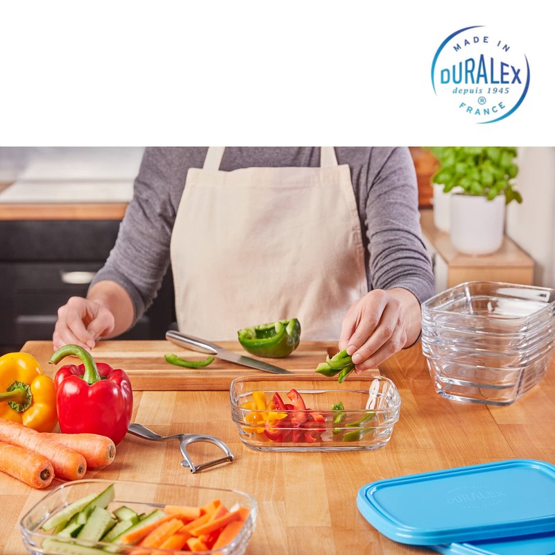 Duralex Freshbox rechteckige SCHÜSSEL mit DECKEL Vorratsdose Aufbewahrungsbox Lunchbox Frische Box 1,1l Blau