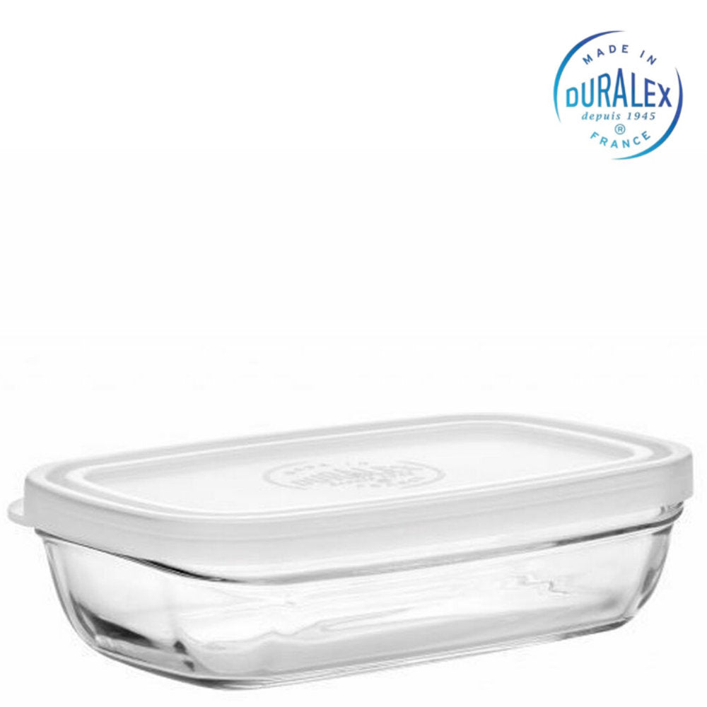 DURALEX Freshbox Lunchbox aus Glas 15 × 9,5 cm mit Deckel Vorratsdose Aufbewahrungsbox Frische Box 0,37 l Transparent