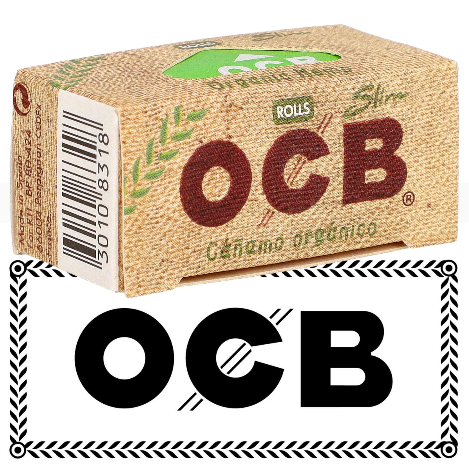 24er Verkaufsdisplay OCB Organic Hemp Slim Rolls 4 m ungebleichtes Hanfpapier