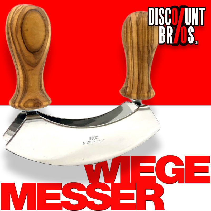 olivenholz-erleben | Wiegemesser aus Olivenholz, Doppeltklinge Edelstahl