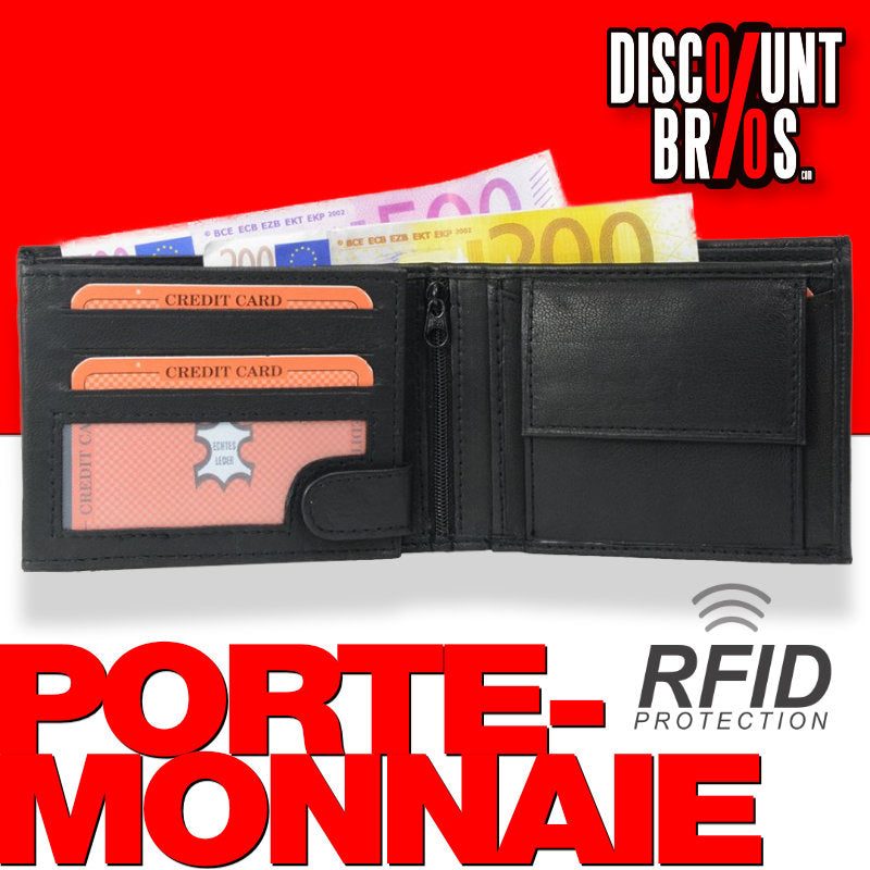 RFID-Protect PORTEMONNAIE Geldbörse aus Nappa-Leder Echtleder SCHWARZ