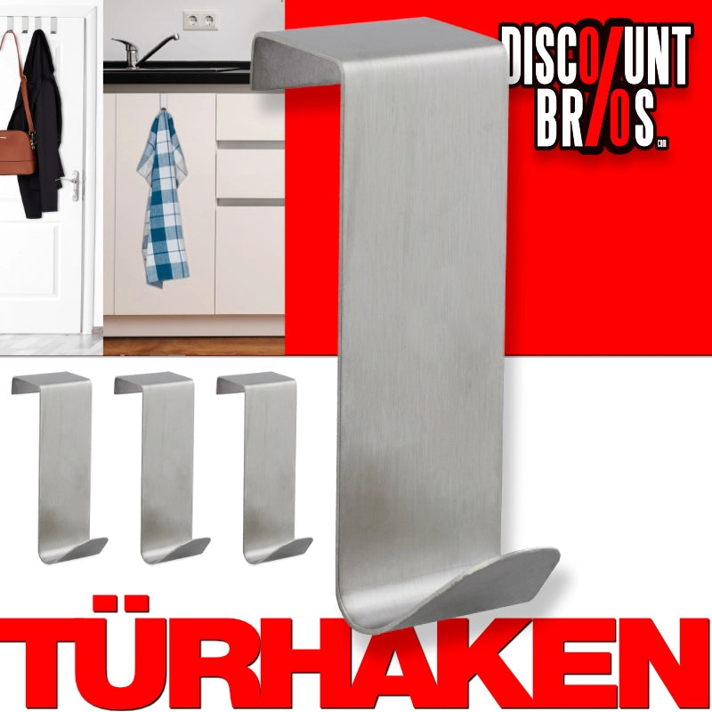 Relaxdays Türhaken aus Edelstahl, 4er-Set für 2 cm Türfalz