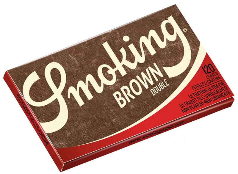 25 × SMOKING BROWN Braun Double Window Papers UNGEBLEICHT Zigarettenpapier 120 Blatt 70×37mm
