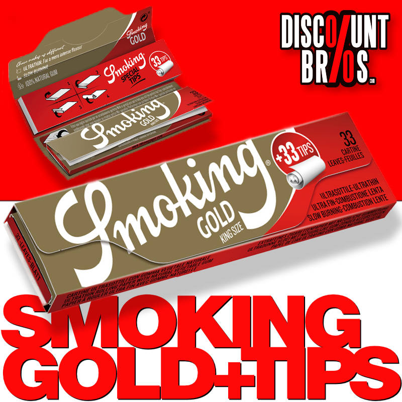 SMOKING GOLD King Size Papers + Tips 33 Blatt Zigarettenpapier mit Filter