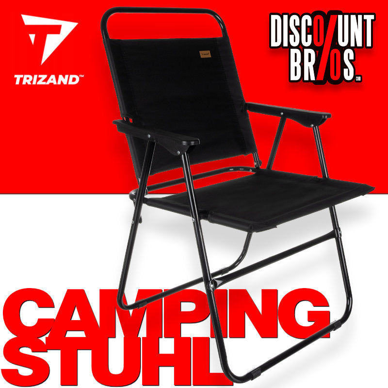 Trizand Angelstuhl klappbar CAMPINGSTUHL mit 150kg Tragkraft SCHWARZ