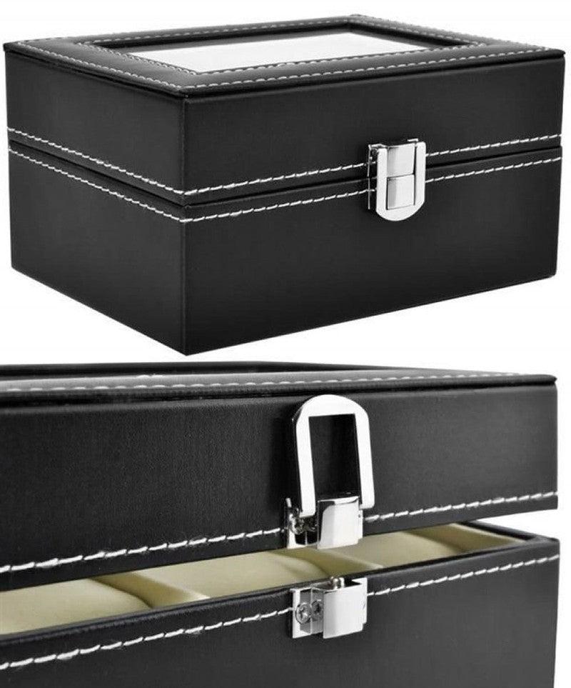 Edle UHRENBOX Schaukasten Uhrenvitrine für 3 Uhren