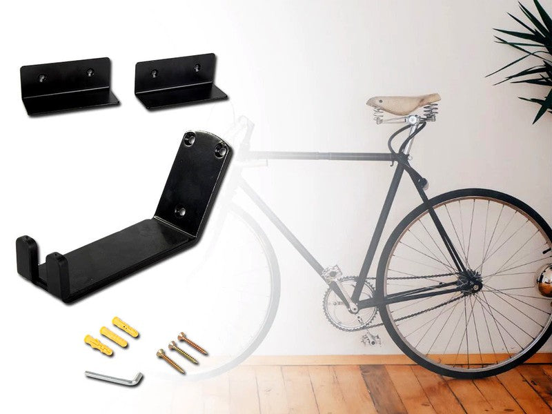 Wand-Fahrradhalterung VELOSTÄNDER Fahrrad WANDHALTERUNG Fahrradständer Veloaufhängung für Pedale + 2× Wandschutz SCHWARZ